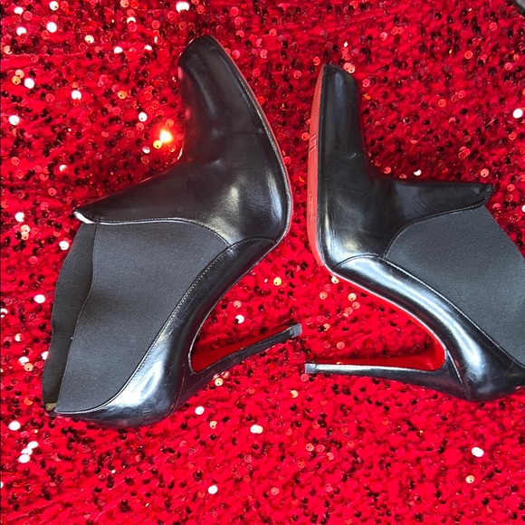 Christian Louboutins Ankle Booties Black Leather Red BottomsWomen's High Heels - Picture 6 of 13